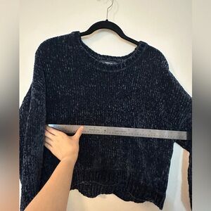Zara Knit Sweater Navy Blue Cropped Size Small